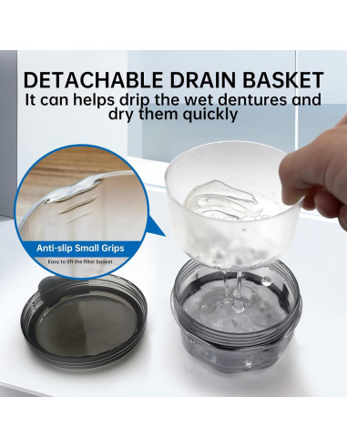 Estuche de Limpieza para Dentaduras EZEELAI Negro Transparente