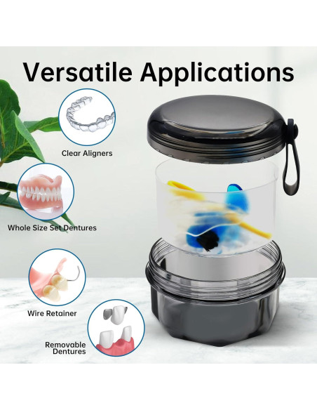 Estuche de Limpieza para Dentaduras EZEELAI Negro Transparente