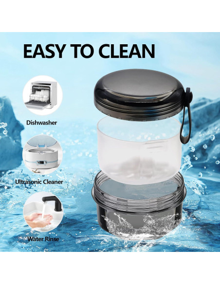 Estuche de Limpieza para Dentaduras EZEELAI Negro Transparente