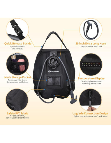 Ducha Solar KingCamp 20L Ligera y Portátil con Termómetro