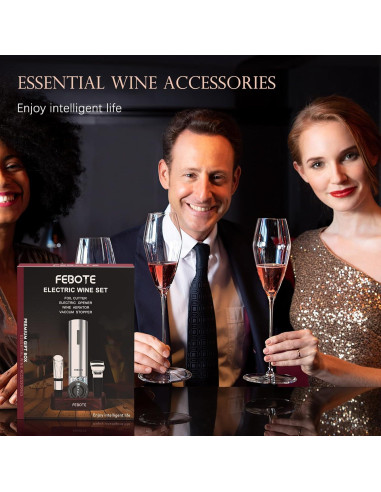 Sacacorchos Eléctrico FEBOTE 6 en 1 con Accesorios