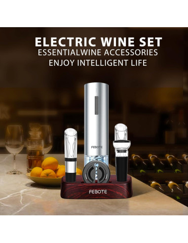 Sacacorchos Eléctrico FEBOTE 6 en 1 con Accesorios