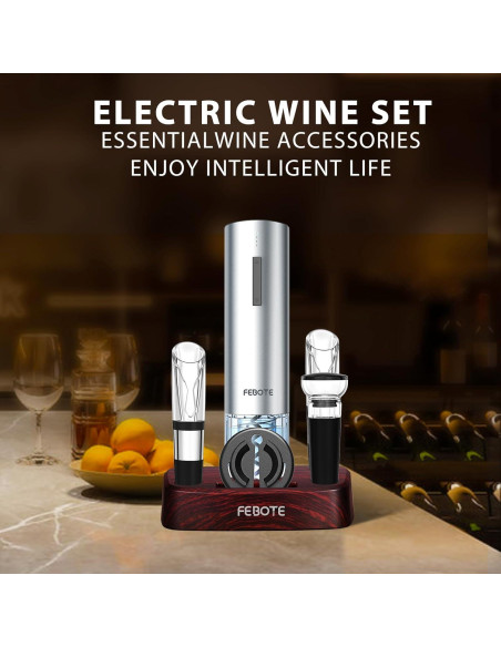Sacacorchos Eléctrico FEBOTE 6 en 1 con Accesorios