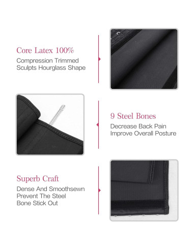 Faja Moldeadora YIANNA para Mujeres Negro 4 Ganchos