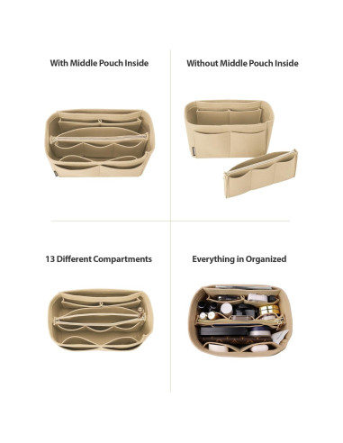 Organizador de bolso OMYSTYLE Mediano Beige 13 compartimentos