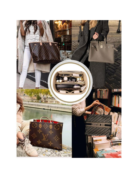 Organizador de bolso OMYSTYLE Mediano Beige 13 compartimentos