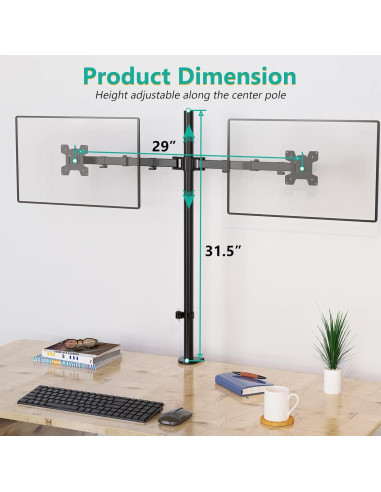 Soporte Doble para Monitor WALI Ajustable hasta 68,58 cm