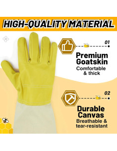 Guantes de Apicultura ANPHSIN de Piel de Cabra Largos 2