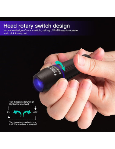 Paquete de 2 Linternas UV Mini UVA-T8 Detección de Manchas