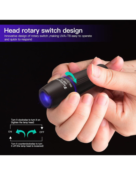 Paquete de 2 Linternas UV Mini UVA-T8 Detección de Manchas