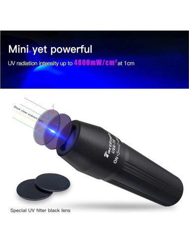 Paquete de 2 Linternas UV Mini UVA-T8 Detección de Manchas