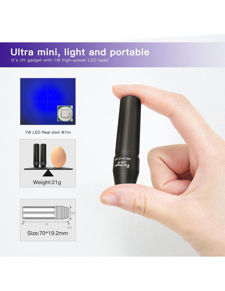 Paquete de 2 Linternas UV Mini UVA-T8 Detección de Manchas