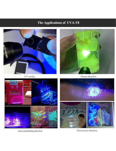 Paquete de 2 Linternas UV Mini UVA-T8 Detección de Manchas