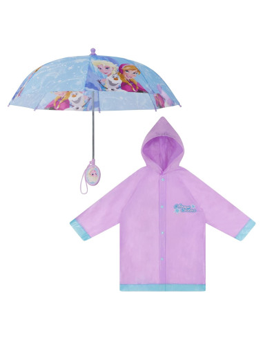 Conjunto de paraguas y poncho Disney Frozen para niñas 4-7 años