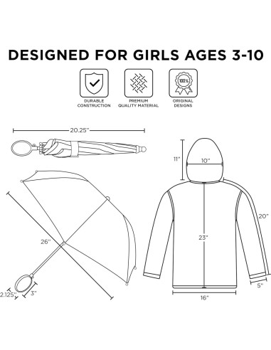 Conjunto de paraguas y poncho Disney Frozen para niñas 4-7 años