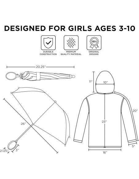 Conjunto de paraguas y poncho Disney Frozen para niñas 4-7 años