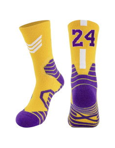 Calcetines de Baloncesto - Compresión para Niños Amarillo/Blanco