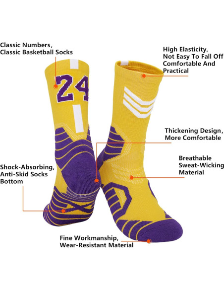 Calcetines de Baloncesto - Compresión para Niños Amarillo/Blanco