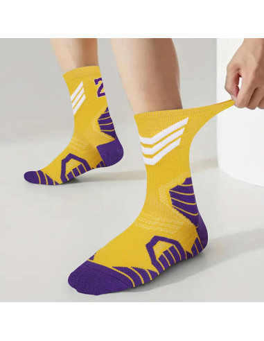 Calcetines de Baloncesto - Compresión para Niños Amarillo/Blanco