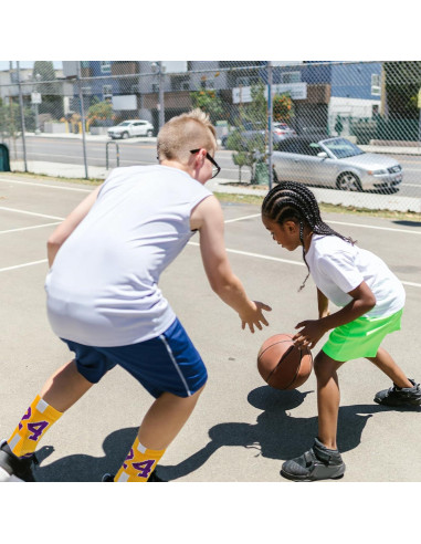 Calcetines de Baloncesto - Compresión para Niños Amarillo/Blanco