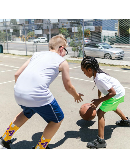 Calcetines de Baloncesto - Compresión para Niños Amarillo/Blanco