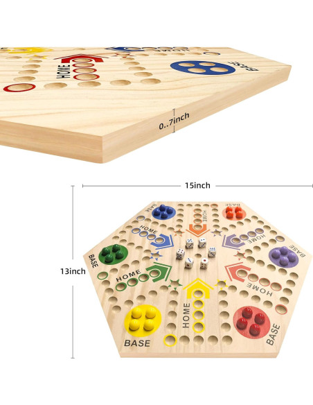 Juego de Mesa de Madera Googgoing 38 cm Doble Lado 2-6 Jugadores