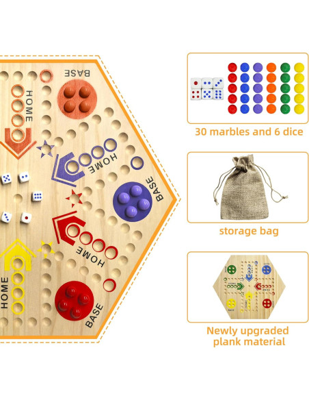 Juego de Mesa de Madera Googgoing 38 cm Doble Lado 2-6 Jugadores
