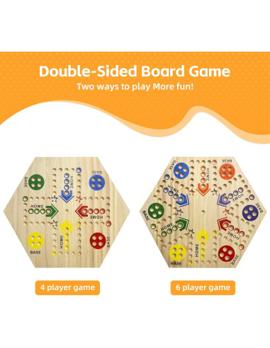 Juego de Mesa de Madera Googgoing 38 cm Doble Lado 2-6 Jugadores