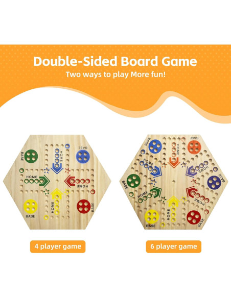 Juego de Mesa de Madera Googgoing 38 cm Doble Lado 2-6 Jugadores