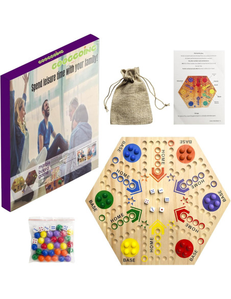 Juego de Mesa de Madera Googgoing 38 cm Doble Lado 2-6 Jugadores