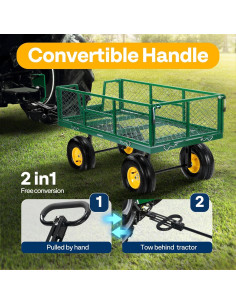 Carro de Jardín VIVOHOME Verde 408 kg Neumáticos 25,4 cm 2