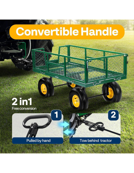 Carro de Jardín VIVOHOME Verde 408 kg Neumáticos 25,4 cm