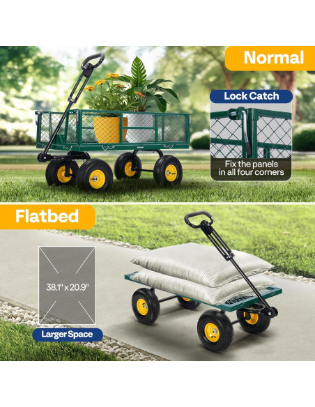 Carro de Jardín VIVOHOME Verde 408 kg Neumáticos 25,4 cm