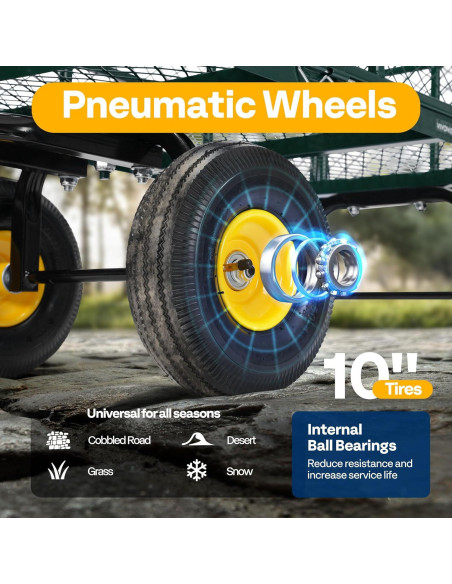 Carro de Jardín VIVOHOME Verde 408 kg Neumáticos 25,4 cm