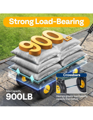 Carro de Jardín VIVOHOME Verde 408 kg Neumáticos 25,4 cm