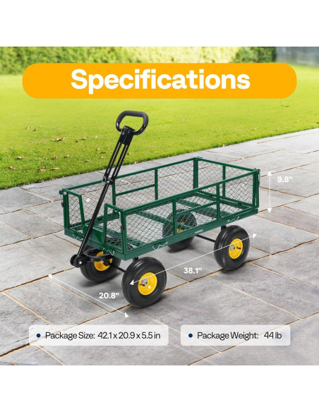 Carro de Jardín VIVOHOME Verde 408 kg Neumáticos 25,4 cm