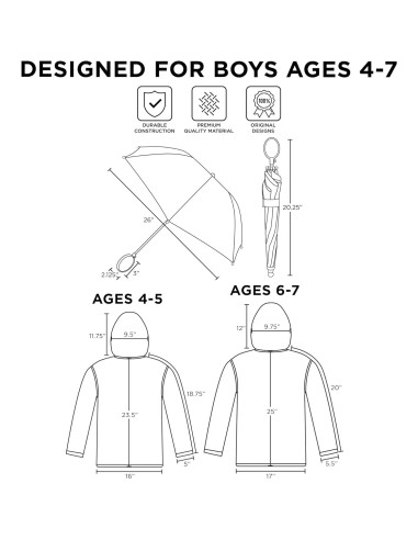 Conjunto Paraguas y Chubasquero DC Comics para Niños 2-7 Años