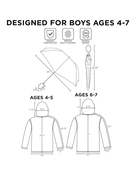 Conjunto Paraguas y Chubasquero DC Comics para Niños 2-7 Años