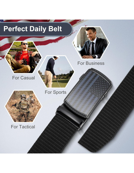 Cinturón Ratchet SANSTHS para Hombres Ajustable Negro 3,18 cm