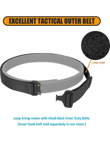 Cinturón Táctico KRYDEX 3.81 cm Negro Multifuncional