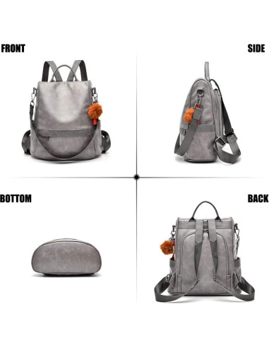 Mochila de Mujer CHERUTY Antirrobo Cuero Vegano Casual