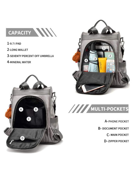 Mochila de Mujer CHERUTY Antirrobo Cuero Vegano Casual