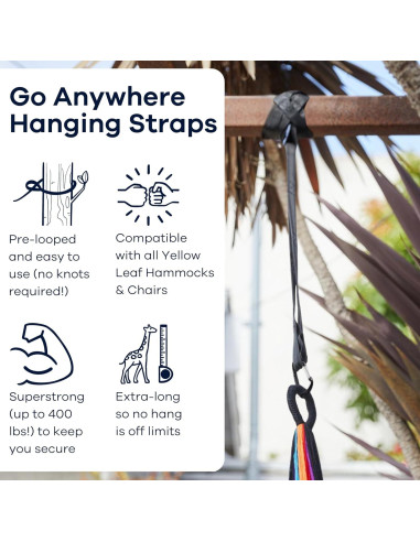 Cintas de Hamaca Yellow Leaf - Juego de 2, 3,66 m, 181 kg