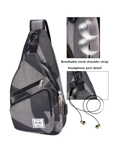 Bolsa de Bandolera D'yallee 39 cm Nylon con Carga USB