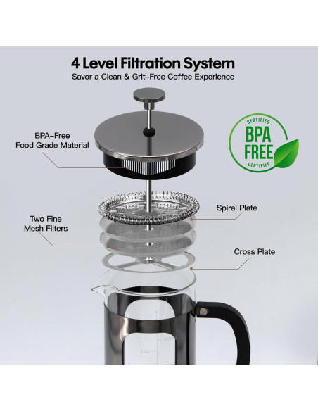 Cafetera Prensa Francesa Panana 1L Vidrio Borosilicato Acero