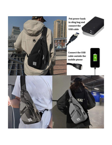 Bolsa de Bandolera D'yallee 39 cm Nylon con Carga USB