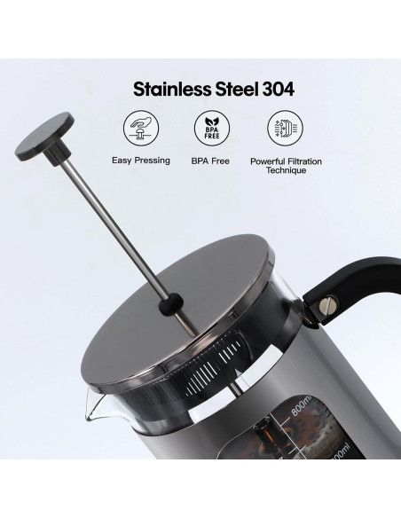 Cafetera Prensa Francesa Panana 1L Vidrio Borosilicato Acero