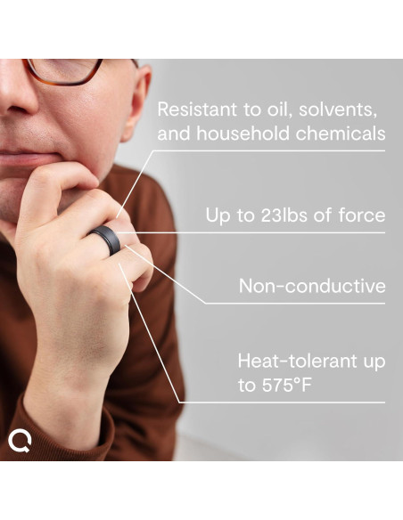 Anillo de Silicona QALO Bisel Paso Q2X Negro 9mm para Hombre