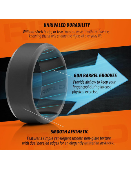 Anillo de Silicona RIFLD para Hombres - Negro 13