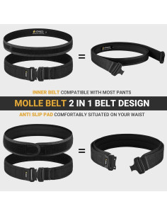 Cinturón Táctico MOLLE Negro 5,08 cm Ajustable 2